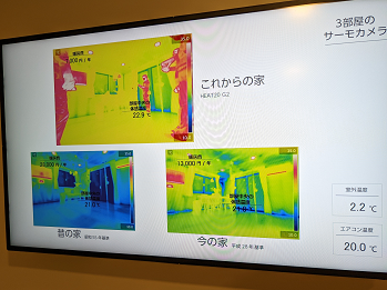 滋賀県栗東市で注文住宅,デザイン住宅の新築一戸建てならベストハウスネクスト｜断熱性能を体感サーモカメラの映像
