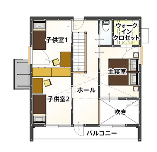 滋賀県栗東市の松尾式エコハウスの間取り図