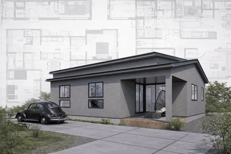 外観 odd house平屋-規格住宅 midclue