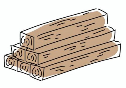 Stack of three cut logs with visible rings and bark, arranged diagonally in a pile.